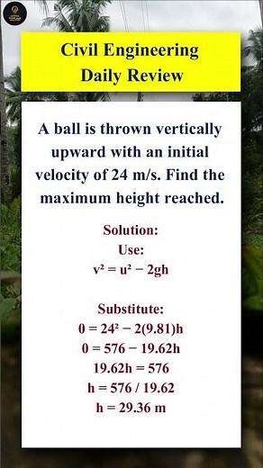 Dynamics Problem | Maximum Height of a Thrown Ball #shorts