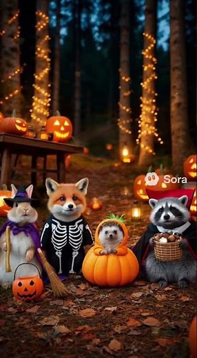 Cute Forest Animals Celebrate Halloween | Adorable Costumes and Pumpkin Fun!