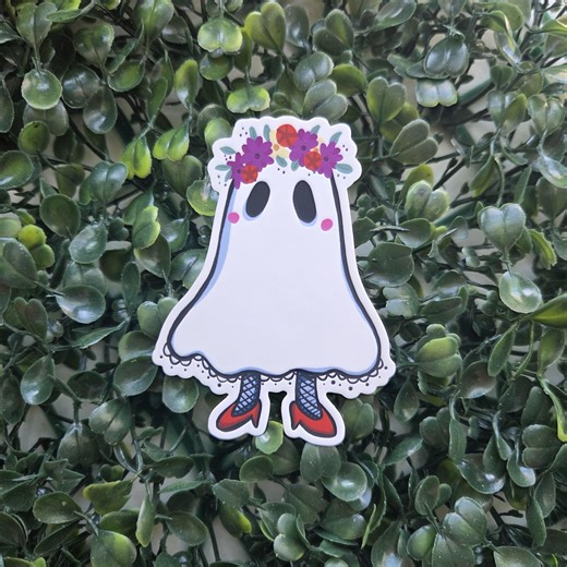 Ghost Sticker | Flower Crown, High Heels | Waterproof Vinyl Decal - Etsy
