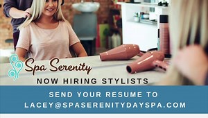 Join Tiff in the Spa Serenity Salon. Hiring for immediate opening. ⬆️ Flexible Schedule ⬆️ Loyal Local Clients ⬆️ Competive Wages ⬆️ Fun Work Enviroment Submit Resumes to lacey@spaserenitydayspa.com | Spa Serenity
