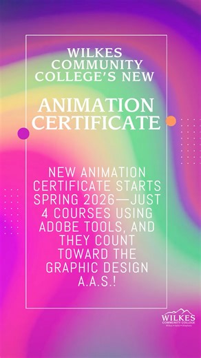 🎬 Dreaming of bringing characters to life? Start your journey with WCC’s Animation Certificate this Spring 2026! 💻In just 4 courses, you’ll: ✔️ Create vector art in Adobe Illustrator ✔️ Edit photos like a pro in Adobe Photoshop ✔️ Animate in Adobe Animate ✔️ Tie it all together in an Introduction to Animation course 👉 All courses count toward the Graphic Design A.A.S. 📞 Ready to get started? Contact us today! #WilkesCC_Animation #AdobeCreativeCloud #WilkesCC #CreativeCareers #WilkesCC_BPST #