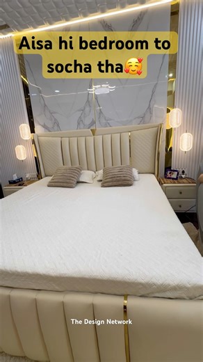 Luxury Modern Bedroom|Marble Panel & 3D Ceiling #interiordesign #home #shortsyoutube #shortvideo