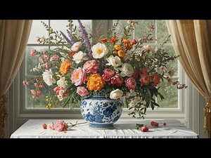 3 Hours Elegant Spring Flowers 4K 🌸 | Luxury Floral Vase by Window | Aesthetic Home Decor Background