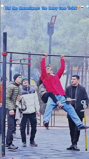 Old Man Shenanigans: The Heavy Cane Trick👴🏼💀 #barbellprank #gym #prank #funny