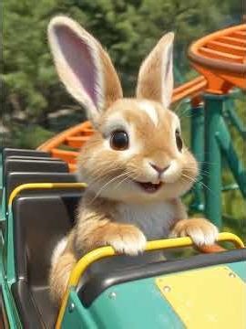 Bouncy 🐇💨 Rabbit’s Ears Fly Up on a Roller Coaster #shorts #funnyanimals #airabbit #airollercoaster