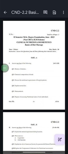 KARNATAKA STATE OPEN UNIVERSITY MSC SEM-3 CLINICAL NUTRITION BASICS OFDIETTHERAPYQUESTION PAPER 2023