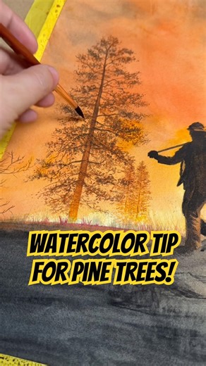 Watercolor tip for painting pine trees! 😊