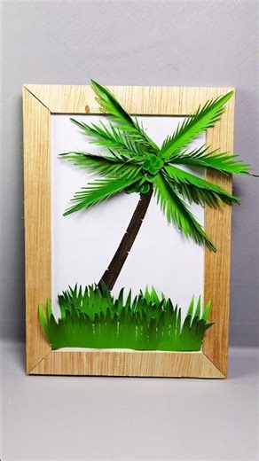 DIY Paper Palm Tree Frame 🌴✨”#shorts #paper #satisfying #art #homemadepapercraft