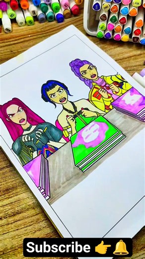 Coloring intense expressions of Rumi, Mira & Zoey! ✍️🔥