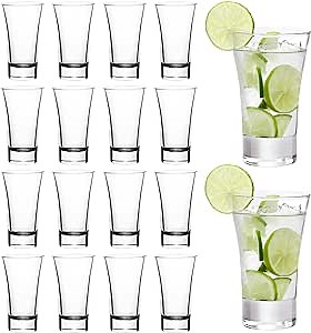 18 Pack Shot Glasses, 2 OZ Heavy Base Clear Shot Cups for Whiskey, Tequila, Vodka, Espresso - Durable Glasses Drinking Set for Home, Bars & Parties