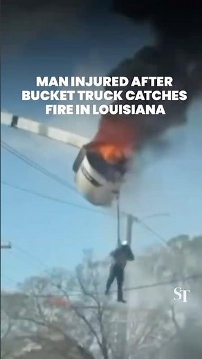 Man injured after bucket truck catches fire in Louisiana