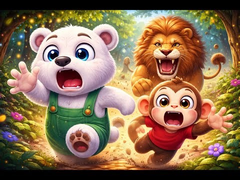 Monkey & White Bear Run for Their Life 😨 | Jungle Adventure Cartoons