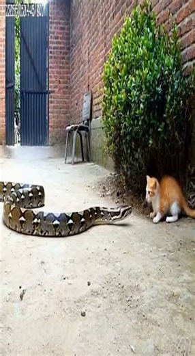 Brave Dog Rushes In to Save a Kitten from a Snake! 🐶🐍🐱 #cat #dog