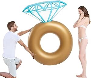 Inflatable Diamond Ring Pool Float - Engagement Ring Bachelorette Party Float Stagette Swimming Floaty Outdoor Water Lounge for Adults & Kids