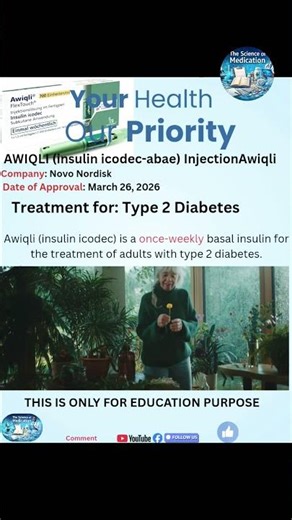 Awiqli once-weekly, long-acting basal insulin #drugs #pharma #medication#subscribe #knowledge#foryou