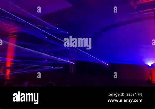 Deep Blue Neon Laser Scanning Beams in Dark Space. High quality 4k footage Stock Video Footage - Alamy