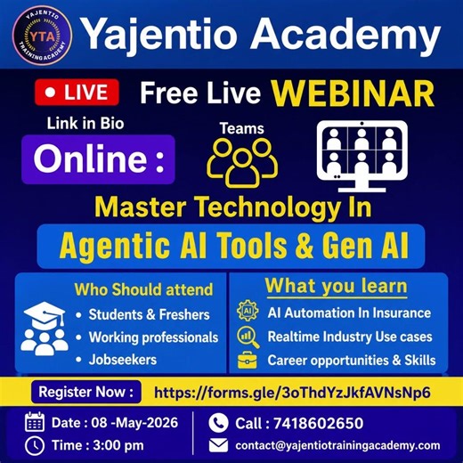 Free Webinar on Agentic AI Tools & Generative AI | Latest AI Courses 2026 | Yajentio Academy