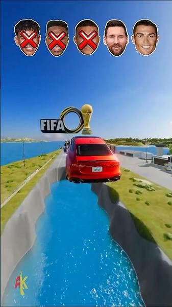 Lucky Ronaldo vs Messi vs FiFa Football ⚽😉 #cristianoronaldo #beamngdrive #shorts