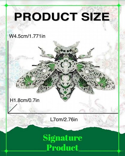 Piececool Metal 3D Puzzles for Adults, Cicada 3D Model Building Kits Insect Themed Animal Fashion...
