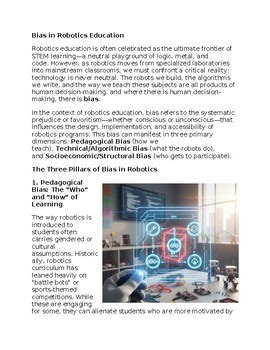 Bias in Robotics - Reading Passage and x 10 Questions