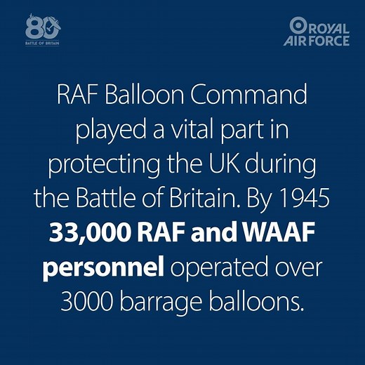 Barrage balloons were a common sight across the UK in 1940 – but what were they for? RAF Balloon Command played an important role in the Battle of Britain. By 1945 33,000 RAF and Women’s Auxiliary Air Force personnel operated over 3000 balloons, to protect strategic locations and cities. https://www.raf.mod.uk/our-organisation/our-history/anniversaries/battle-of-britain #DetectAndDefend | Royal Air Force