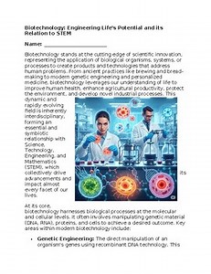 Biotechnology & STEM - No Prep - Worksheet - 100% Editable