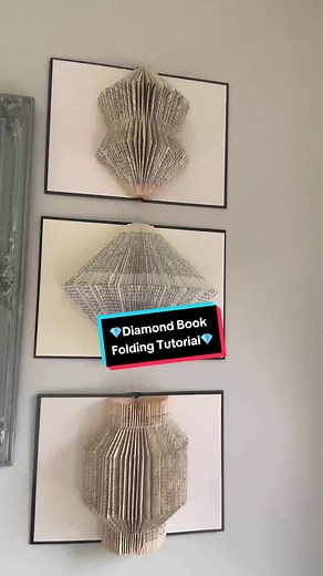 Made an easy DIY 💎 book fold for my wall #bookfolding #bookfoldingart #bookfoldingartist #bookart #paperart #upcycledbooks #origamibook #litarture