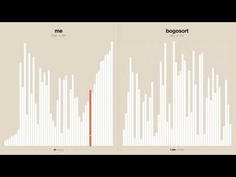 Sorting 50 elements against Bogosort.