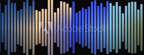 Audio waveform visualization of sound waves in a digital signal processing environment from a front viewpoint