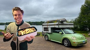 Overnight in small car camper - spam fried rice