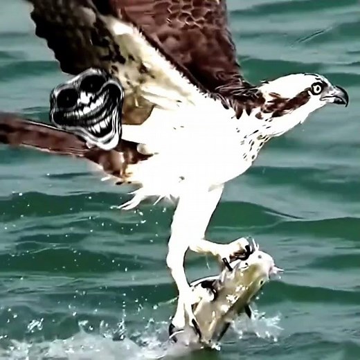 Pergrein falcon hunting a fish from sea