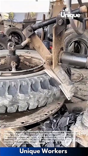 Tire shredding machine in action: watch it work
