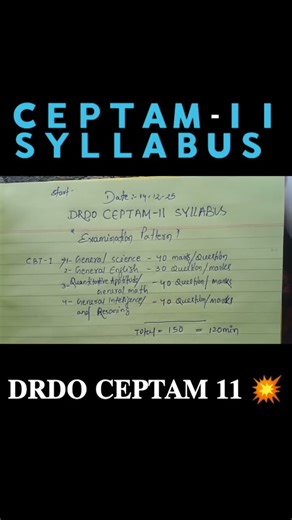 DRDO CEPTAM -11 KA SYLLABUS CBT-1 KA #motivation #study #drdo #ceptam11