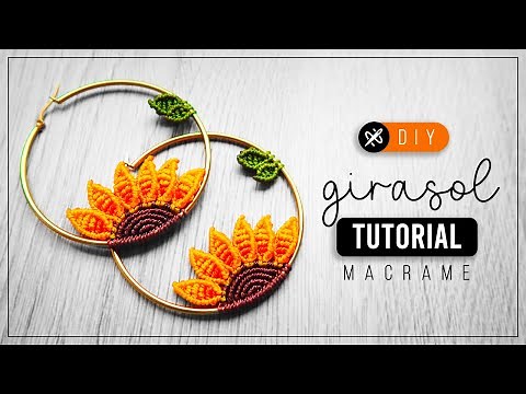 DIY Girasol » 🌻 tutorial | como hacer aretes en argolla con hilo | diy ● Macrame Sunflower #242