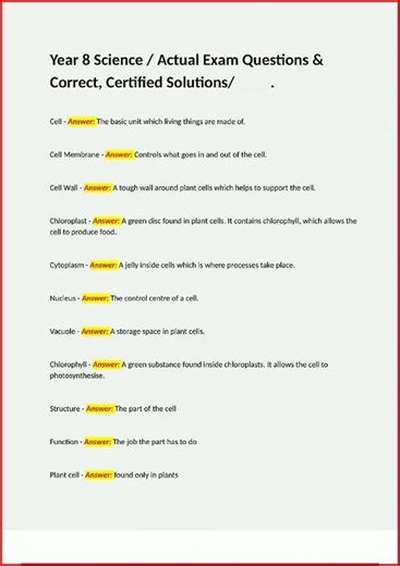 Year 8 Science Actual Exam Questions En Correct Certified So video