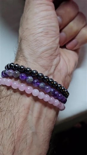 Triple Protection Crystal Bracelet Set: Amethyst, Rose Quartz, Hematite - Etsy