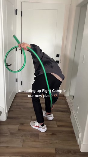 we finally set back up our @FightCamp in our new place thanks to my husband lol #workout #wfh #boxing #FightCamp