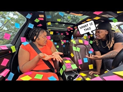 FILLING “STICKY NOTES” OF MY EX NAME IN OUR CAR…