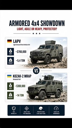 Light vs Heavy Armored vehicle compared 2026 😳Which Wins? #military #defense #vehicles #comparison