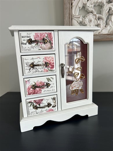 Shabby Chic Floral Jewelry Armoire – Hand-painted Cottagecore Storage Cabinet - Etsy Canada