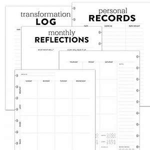 BetterNote Health and Fitness Journal Refill Pages for Disc Notebooks, Meal Planning and Exercise Tracker, fits Levenger Circa, Happy Planner, TUL, Staples Arc, (9-Disc, 7"x9.25")