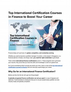 Top International Certification Courses in Finance to Boost Your Career - SlideServe