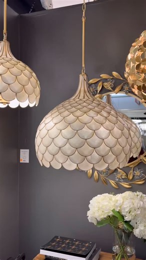 Prairie Lakes Sales on Instagram: "Perhaps my most favorite piece…ever? The 14” Darby pendant will likely find a home over my nightstands. The layered Capiz shell blends beautifully with the soft gold and the 3-light socket cluster is perfection!"