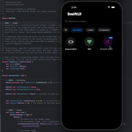 Added two more SwiftUI animations to my open-sourced repo ✨Starting to shape up into a nice collection of prototypes and components.Feel free to star, fork, and share with other developers 😄https://t.co/i60fWohzALGoing to keep these coming.#swiftui #iosdevelopment