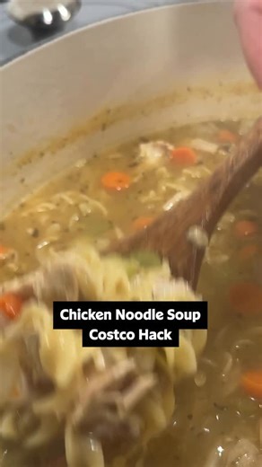 The easiest soup ever just got even more simple! 🥣 The hack here is utilizing a Costco rotisserie chicken in your Chicken Noodle Soup—not only do you cut your cooking time in half but you also get that mouthwatering flavor from the chicken. 🍗 Get the full recipe below or in the @allrecipes bio! Ingredients: 1 tablespoon butter ½ cup chopped onion ½ cup chopped celery 4 (14.5 ounce) cans chicken broth 1 (14.5 ounce) can vegetable broth ½ pound chopped cooked chicken breast (or Costco rotisserie