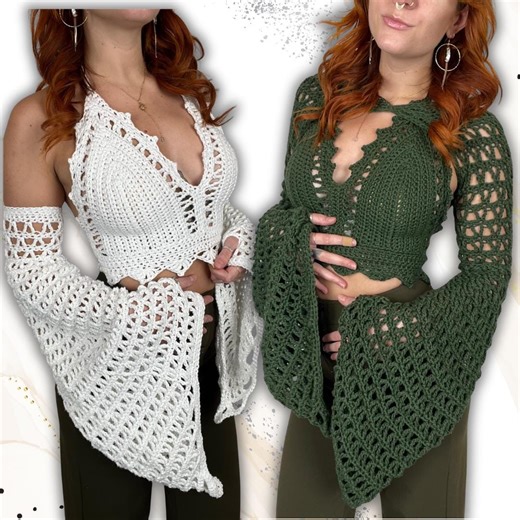 THE ORIGINAL Fae Crochet Top PATTERN: Bralette and Bell Sleeves 3-in-1 Instructions - Etsy