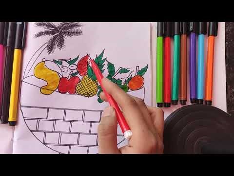 How to Draw a Fruit Basket Step by Step | Easy Fruit Bowl Drawing for Beginners