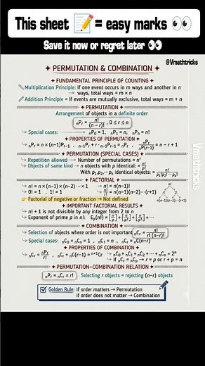 permutations and combinations notes 📚📝 #maths #mathformula #boardexam #basicmaths #govermentjob
