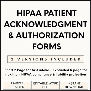 HIPAA Consent & Privacy Acknowledgment Form | Editable Patient Authorization Template for Medical Practices (PDF) - Etsy