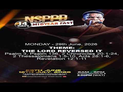 14 DAYS FASTING & PRAYERS || DAY 1 || THE LORD REVERSED IT || MONDAY 29TH JUNE 2026